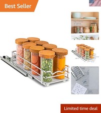 Heavy-Duty Pull-Out Spice Rack - Chrome Organizer for Narrow Cabinets, 4.5" W