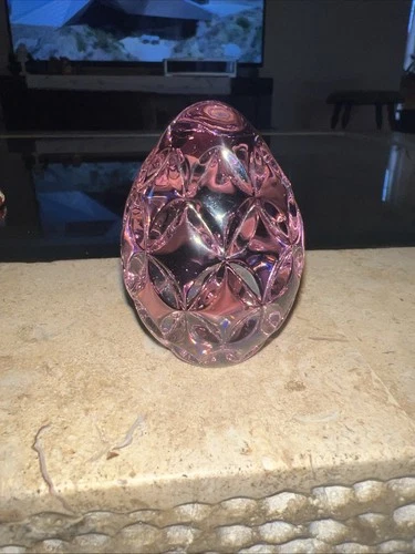 WATERFORD Light Purple Pink Amethyst Crystal Egg Paperweight Stamped VTG READ