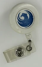 Badge Clip Retractable White Blue Eagle Hawk Bird Keychain Keyring Fob