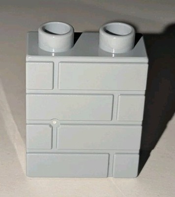 Lego Duplo Light Bluish Gray Wall Brick Pattern Brick 1x2x2 Piece Part Masonry