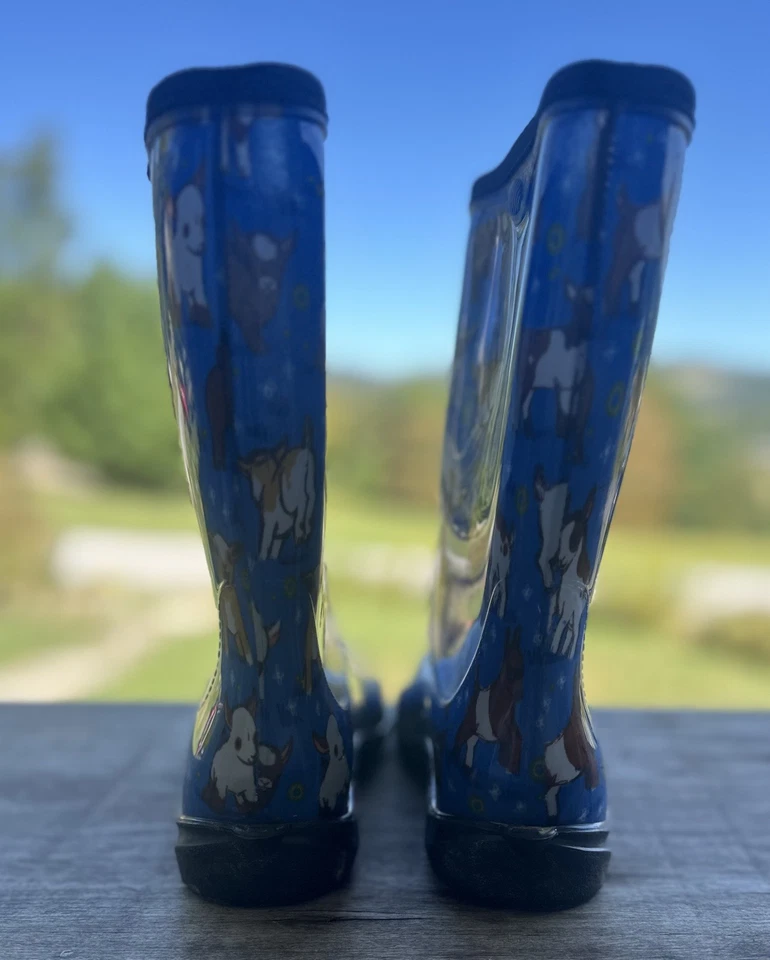 Botas Sloggers Mujer Talla 6 Lluvia Jardín Becerro Pull On Animal Cabra Estampado Azul Usadas en Excelente Condición Foto 4 de 4