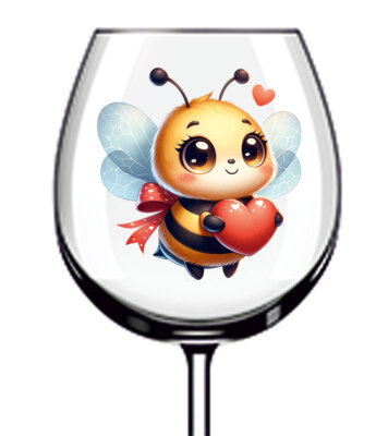 12x Valentinstag Honigbiene Vinyl Aufkleber Abziehbild Becher Weinglas Flasche Auto