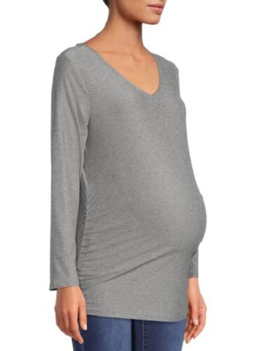 Time and Tru NEW♈Woman's Solid Maternity Henely LS Top size S~gray