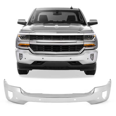 Chrome Front Bumper For 2016-2018 Silverado 1500 W/ Sensor Holes 16-18 Silverado