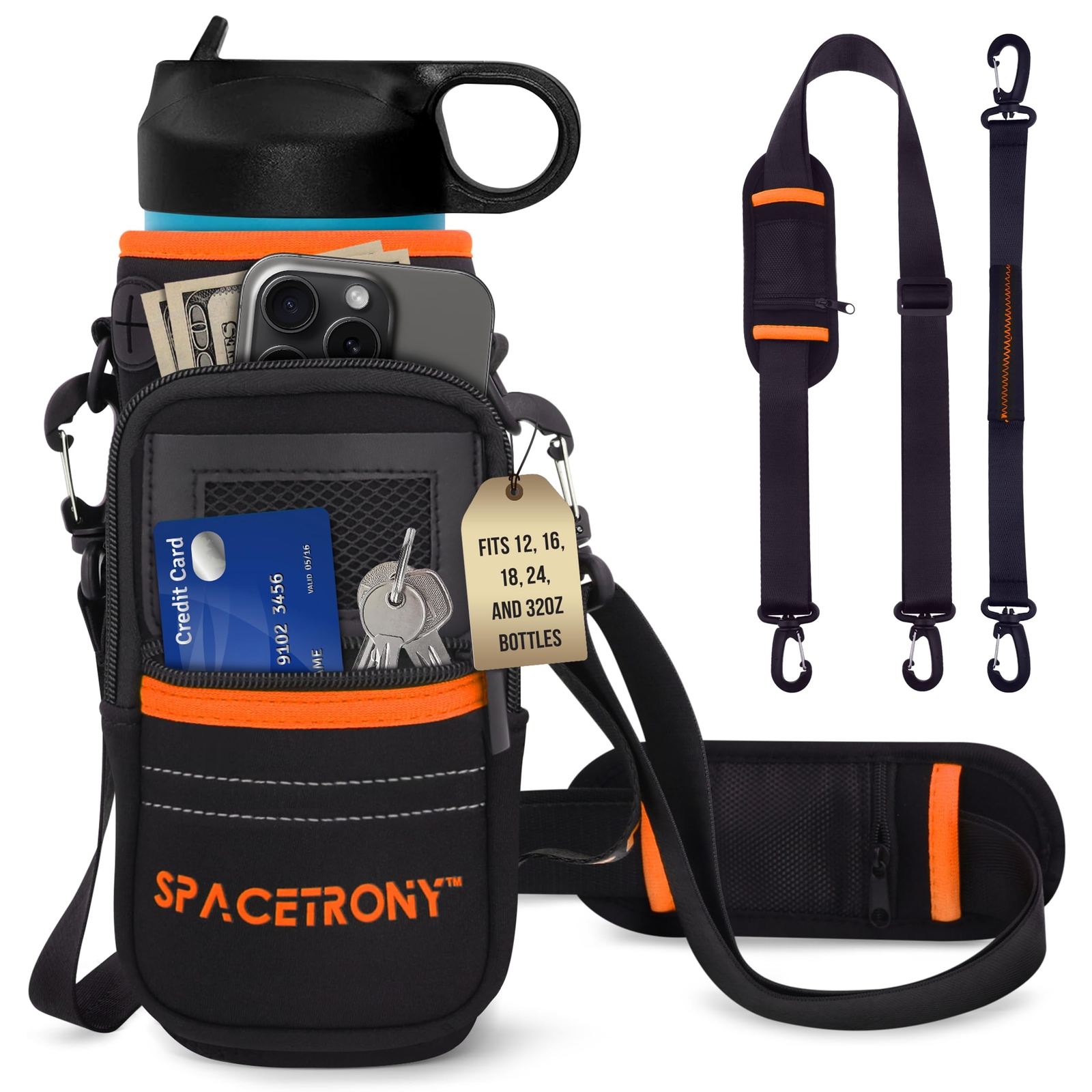 Water Bottle Holder for 12/25/32oz Hydro flask - Neoprene Water Bottle Carrie...