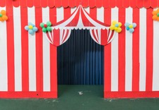 10x8ft Red and White Stripes Circus Entry Gate Photo Background Vinyl Backdrop