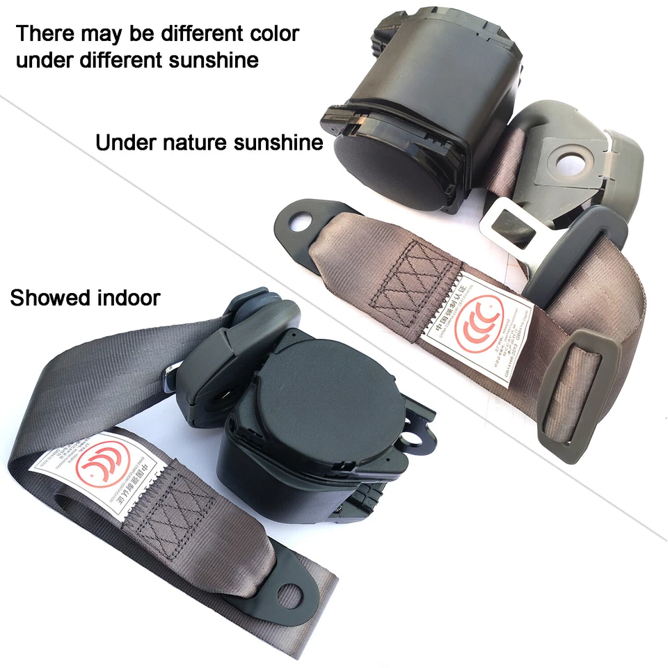 For Toyota 3-Point Universal Safety Seat Belt Hard Buckle Seatbelt Kit Dark Gray - image 3 of 4