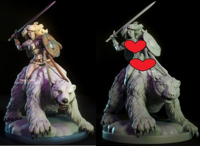 Hilde Warrior 3d printed 14k Resin figure  unpainted unassembled gk goth  bear