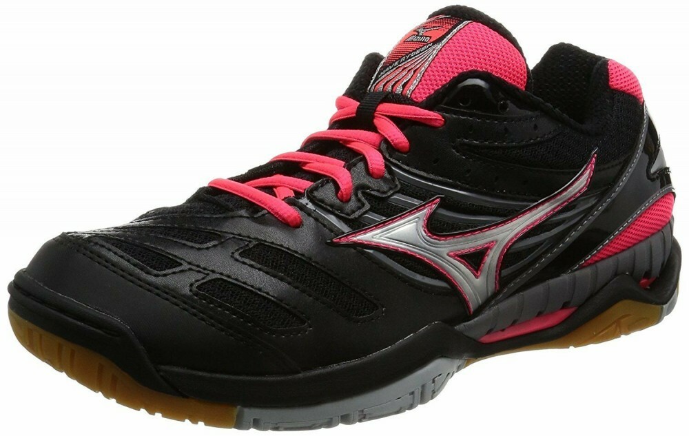 black and pink mizuno volleyball shoes