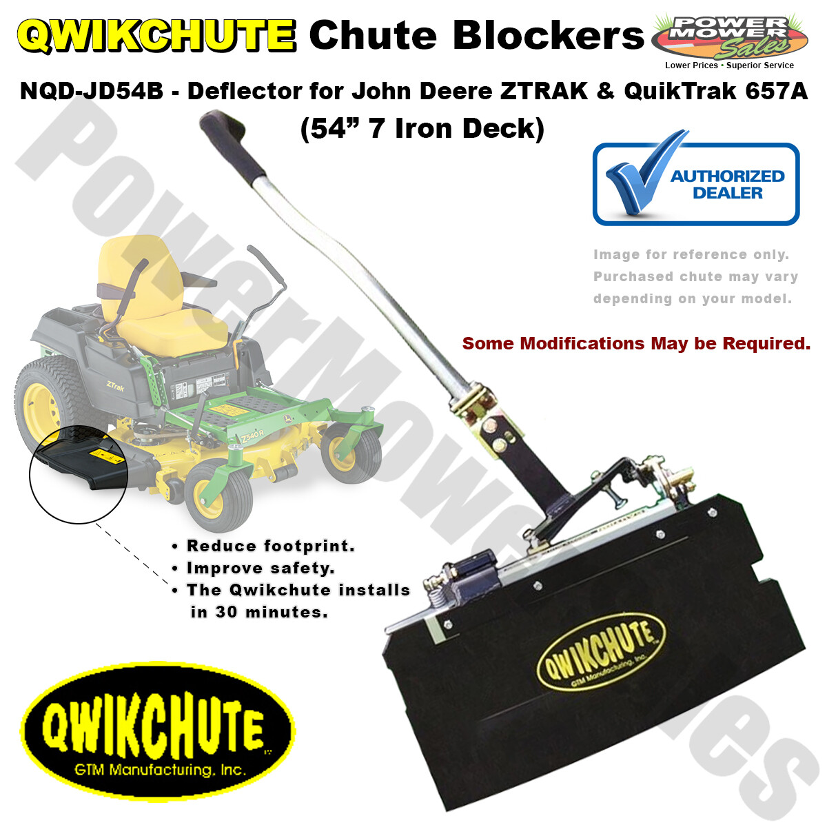 Qwikchute Chute Deflector for JOHN DEERE Z-TRAK 54