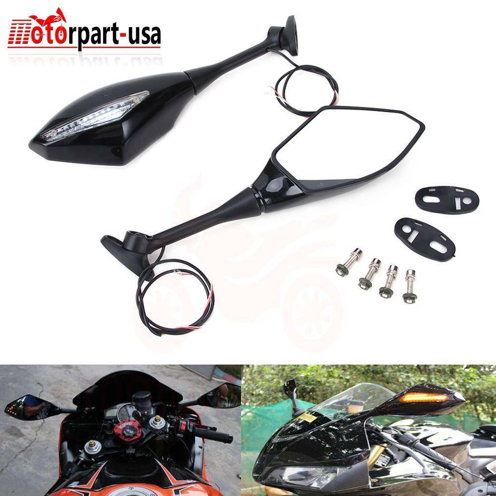 Motorcycle Turn Signal Integrated Rear View Mirrors For Honda CBR