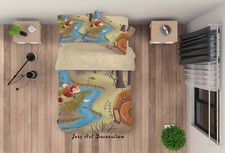 3D Forest Stream Animal Kids Quilt Cover Set Duvet Cover Bedding Pillowcases
