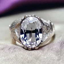Moissanite Gemstone With 925 Sterling Silver Groom Ring For Men's #AL838
