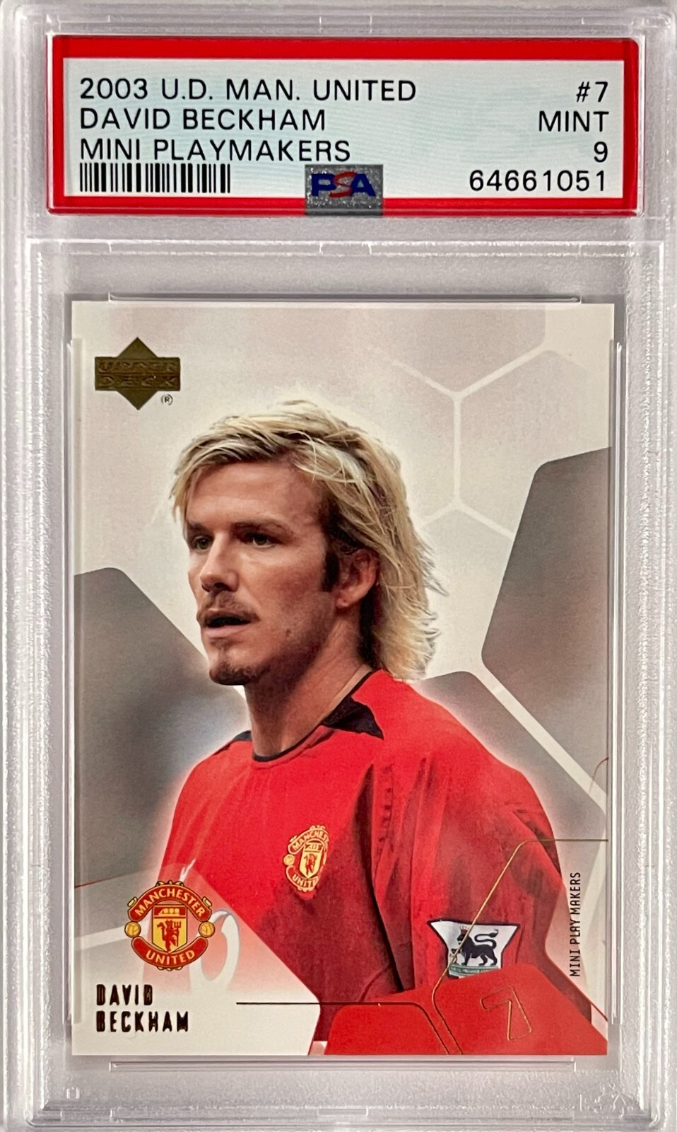 David Beckham - 2003 Upper Deck Manchester United Mini Playmakers #7 PSA MINT 9