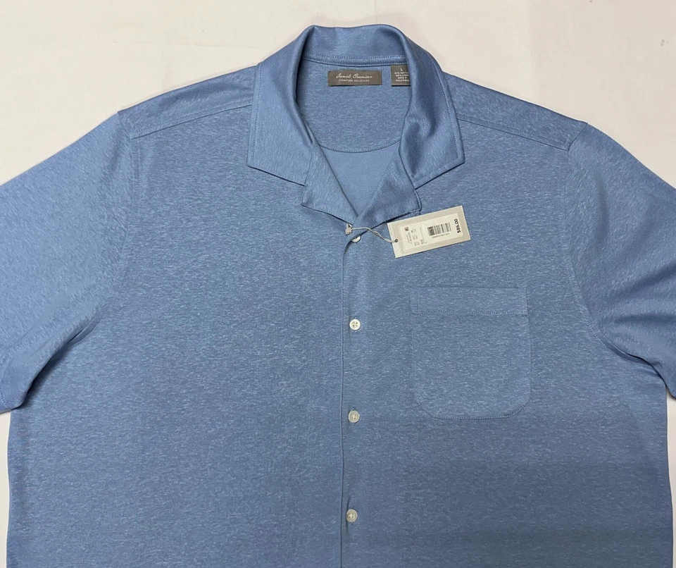 Daniel Cremieux Men Shirt Large Button Linen Cotton Jersey Short Sleeve Blue $85 - Image 2 of 4