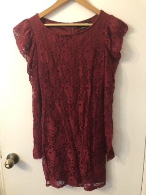 FOREVER 21 BURGUNDY RED WINE DRESS W/ Sleeves SMALL