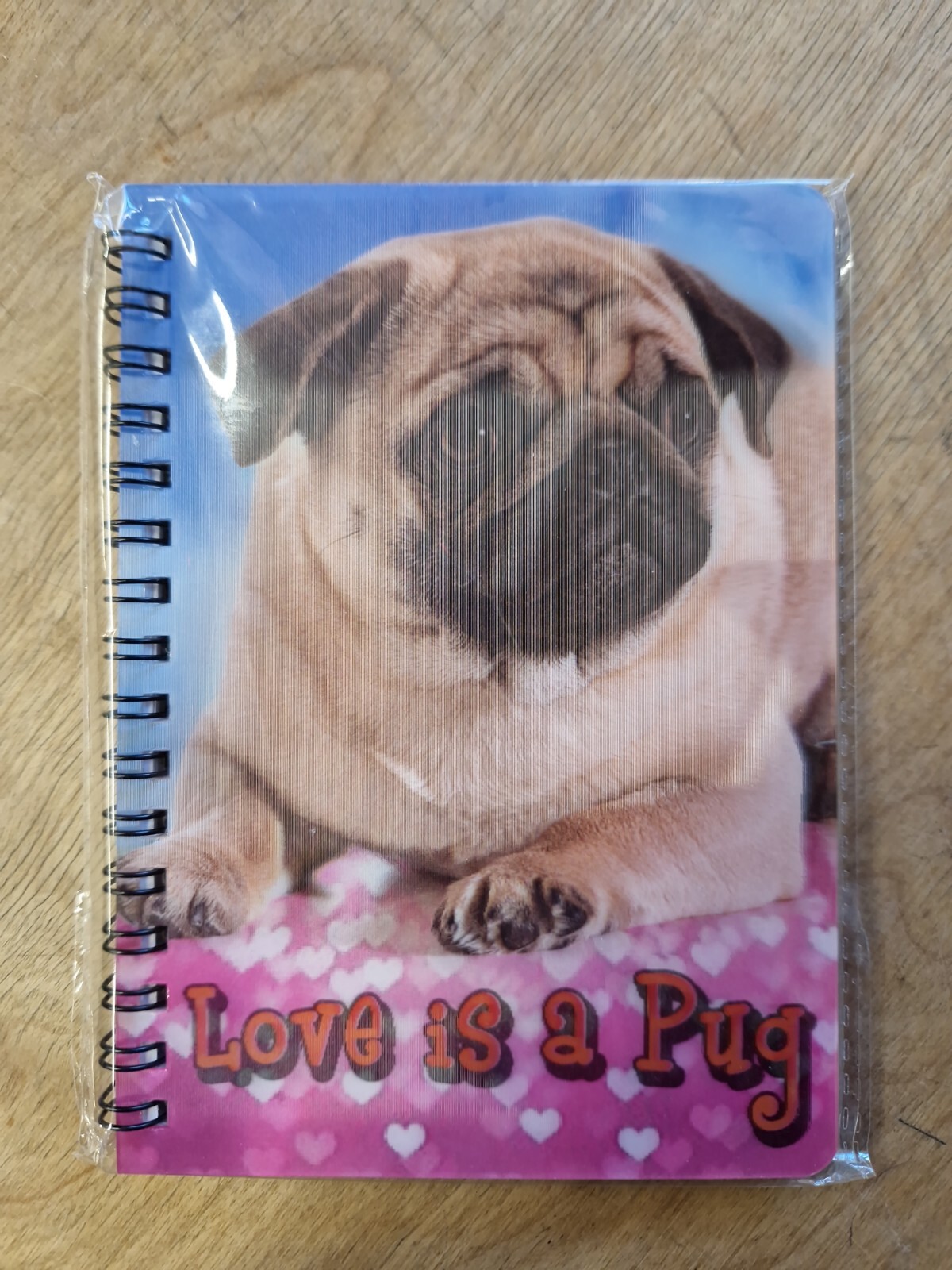 Love is a Pug Notebook Pugs Notebooks Dog lined A6 Notepad Dogs 3D lenticular