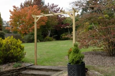 FOREST GARDEN Modern Wooden Arch Hanbury Pergola Top Garden Archway Free Delivery 209x214cm