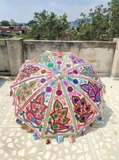 Indian Garden Parasol Embroidered Indian Outdoor Sun Shade Patio Umbrella 72"