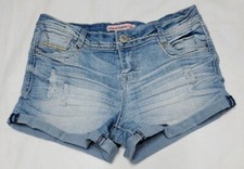 Almost Famous Too Girls Youth Kids Light Wash Distressed Short Shorts Size 12