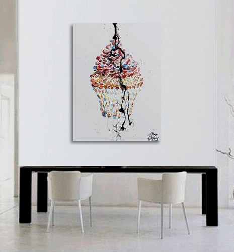 Cupcake Painting 40", beautiful for kitchen, food art, pop art, modern handmade - Picture 5 of 5