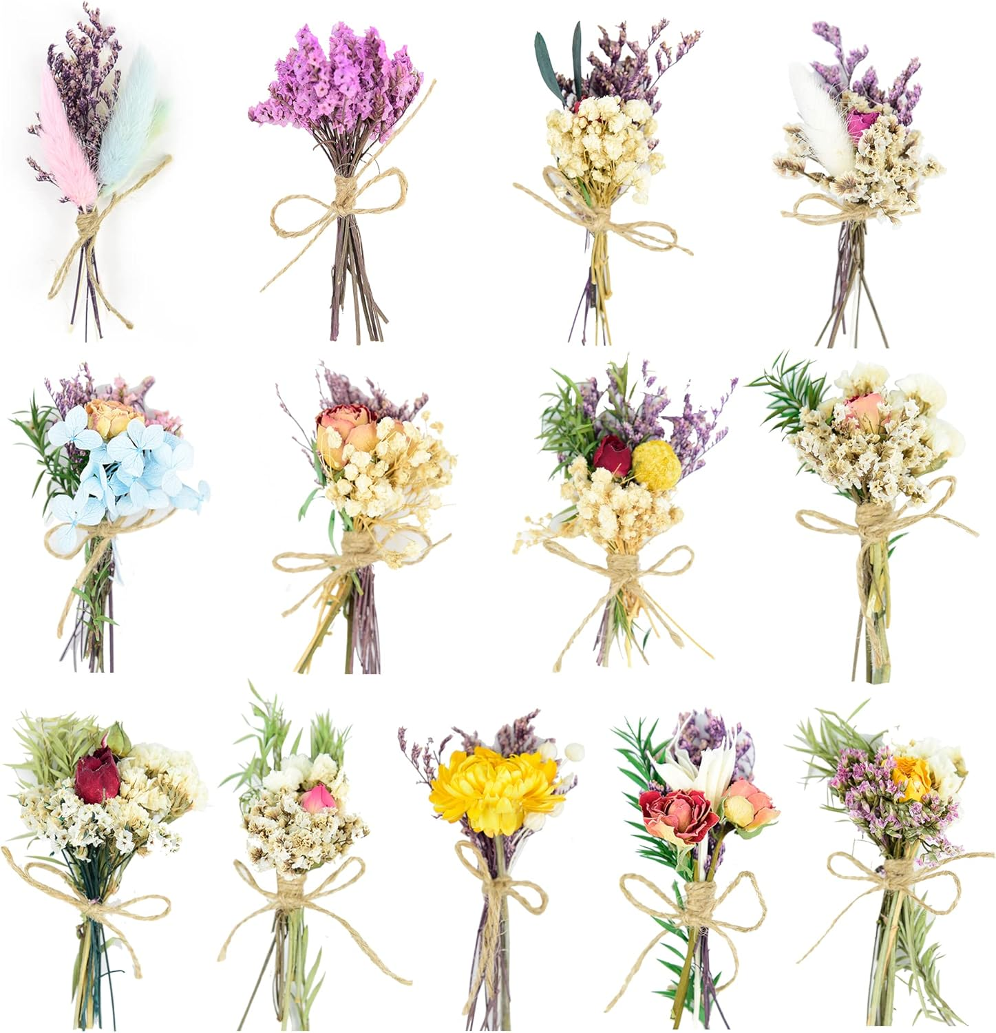 Dried Flowers - 13 PCS Mini Dried Flower Bouquet, Natural Flowers Forget Me Not-image