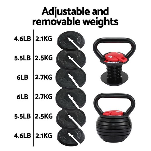 Everfit 18kg Adjustable Kettlebell Set Portable Kettle Bell Weight Dumbbells - Picture 5 of 7