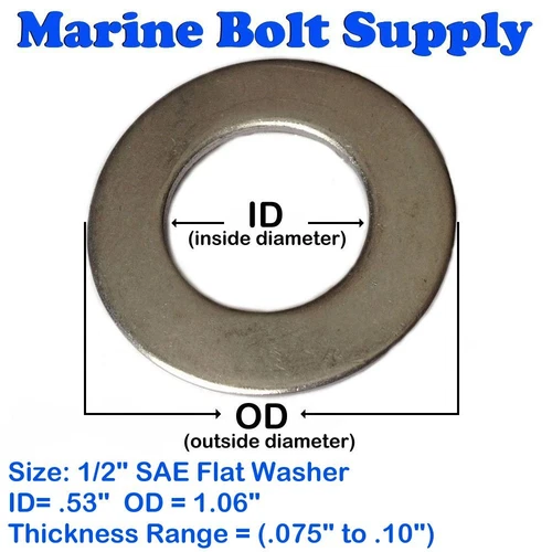 Type 18-8 Stainless Steel SAE Flat Washers (Sizes: 1/4" to 5/8")