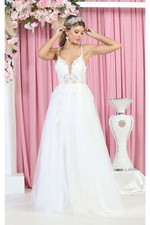 Royal Queen RQ7957B V-Neckline A-Line Wedding Dress Ivory