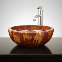 Signature Hardware Kennan Hand Glazed Vessel Sink In Mottled Red on sale Signature Hardware Kennan Hand Glazed Vessel Sink In Mottled Red on sale