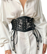 Lace Up Cinch Corset Belt Black Wide Vintage Cinch Elastic Belts Women