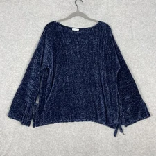 Sundance Samantha Chenille Sweater Womens Size L Blue Boho Luxe Cottagecore