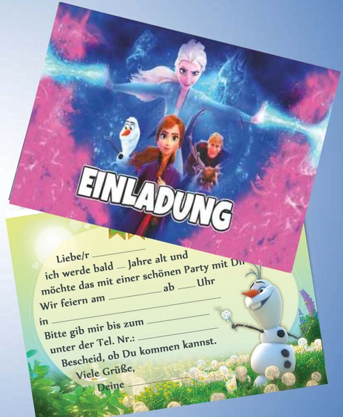 12 Einladungskarten & 12 UmschläGe FüR Geburtstag Frozen ( 40 )-image