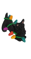SCOTTIE Christmas Ornament TANGLED IN LIGHTS SCOTTISH TERRIER HAND MADE