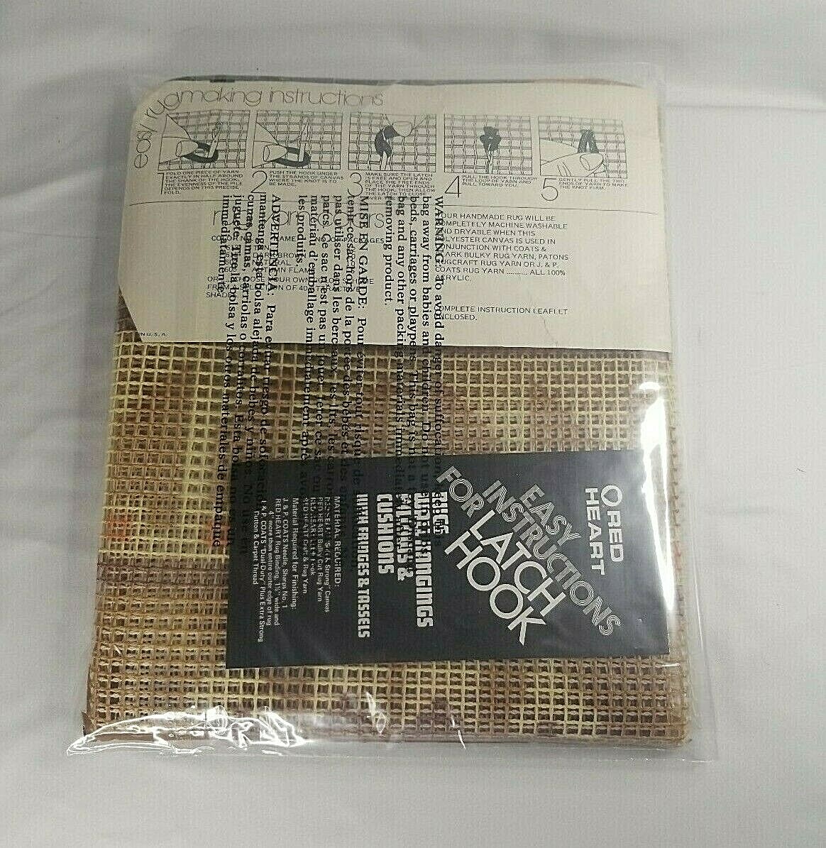 Vintage Red heart Latch Hook Rug Pattern "Indin Design" 6671 02