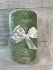 Parents Choice Green Baby Blanket White Sherpa Security Lovey Herringbone Unisex