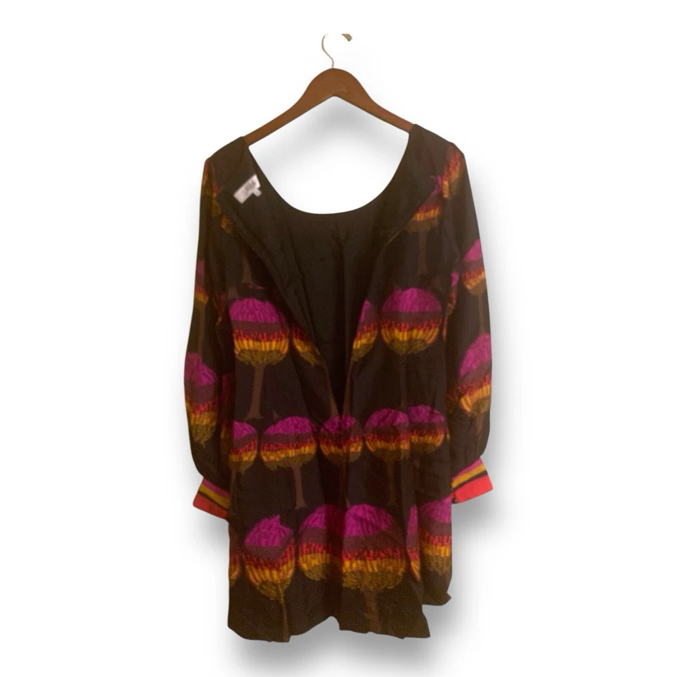 Vestido Tibi Mezcla Seda y Lana Manga Larga Talla 8 Estampado Árbol Mod Años 70 Abstracto Foto 3 de 4