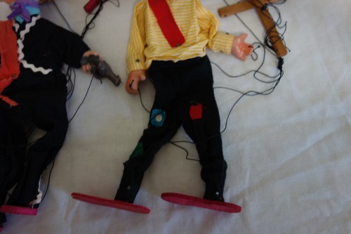 3 Vintage Handmade Puppet Mexican Folk Art Marionette Stringed Bandito Lady Bum - Picture 6 of 8