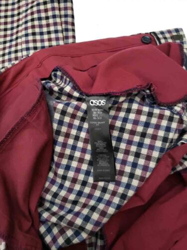 ASOS Super Skinny Fit Pants Check Flat Front Men's Size 30 X 30 - Picture 2 of 2