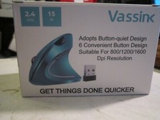 VASSINK ERGONOMIC VERTICAL WIRELESS MOUSE, BUTTON-QUIET DESIGN 6 BUTTON DESIGNS