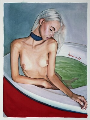 Original watercolor | painting - nude - erotic - unique - painting - Ariel  