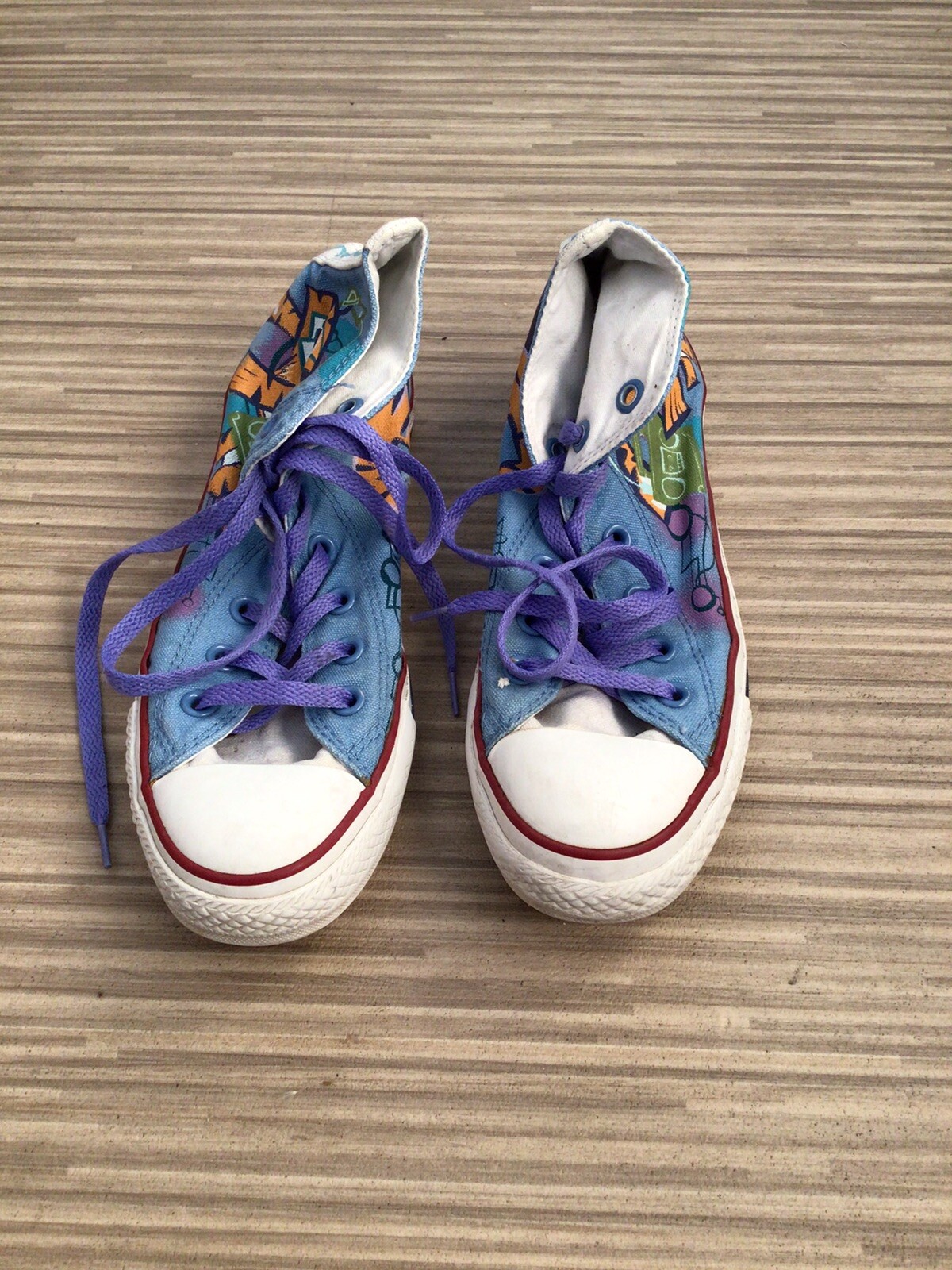Converse all stars C Smors size 5 eu 38 ankle sneaker fabric blue purple  laces | eBay