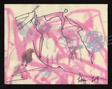 Walking the Chicken + Big Dog 2018 by C Peterson ** Abstract Watercolor Painting