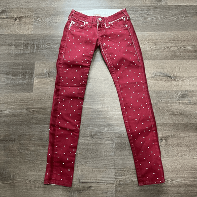 True Religion Womens Size 25 Stella Jeans Red with White Dots