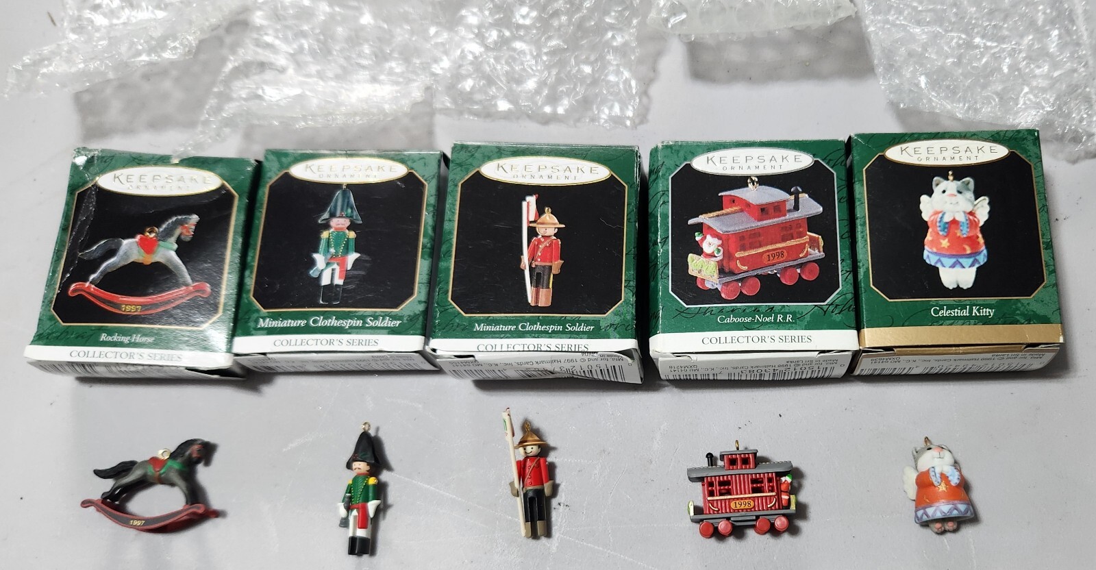 lot-of-5-hallmark-minature-keepsake-ornaments-1990s-rocking-horse