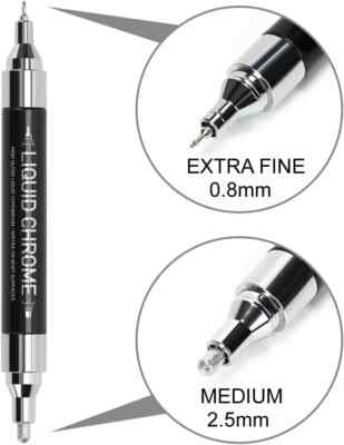 Liquid Chrome Marker Paint Marker DIY Silver Mirror Pen Any Surface High Gloss 