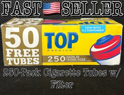 250-Pack TOP Gold Light King Size Cigarette Tubes W/ Filters