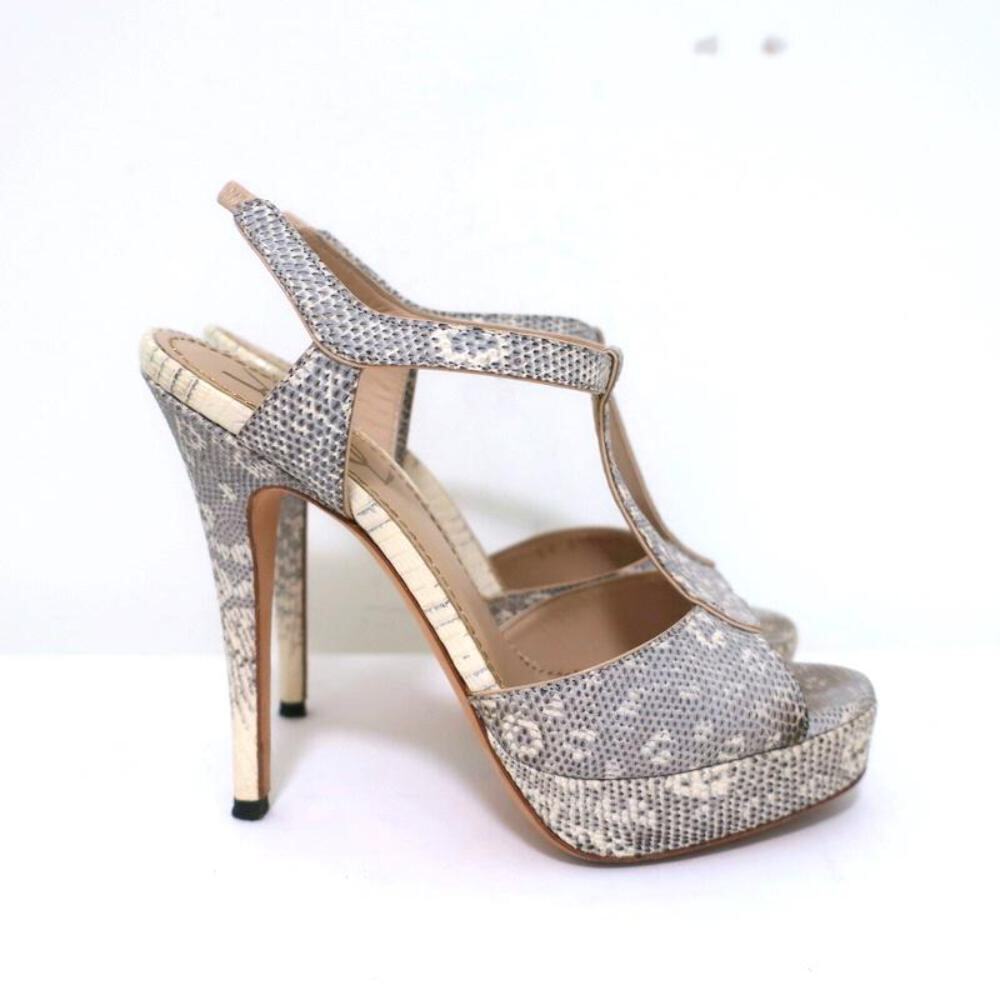 Sandali plateau Yves Saint Laurent grigio anello lucertola misura 36 5 tacco aperto