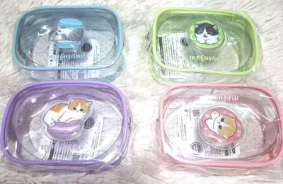 Set of 4 Mofusand Plump Clear Mini Pouch 2025 Pink Green Purple