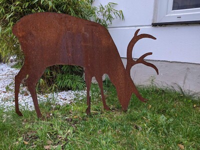 Edelrost Garten Hirsch Rost Figuren Garten Hirsch Metall 1mm 031077 L00 H58cm